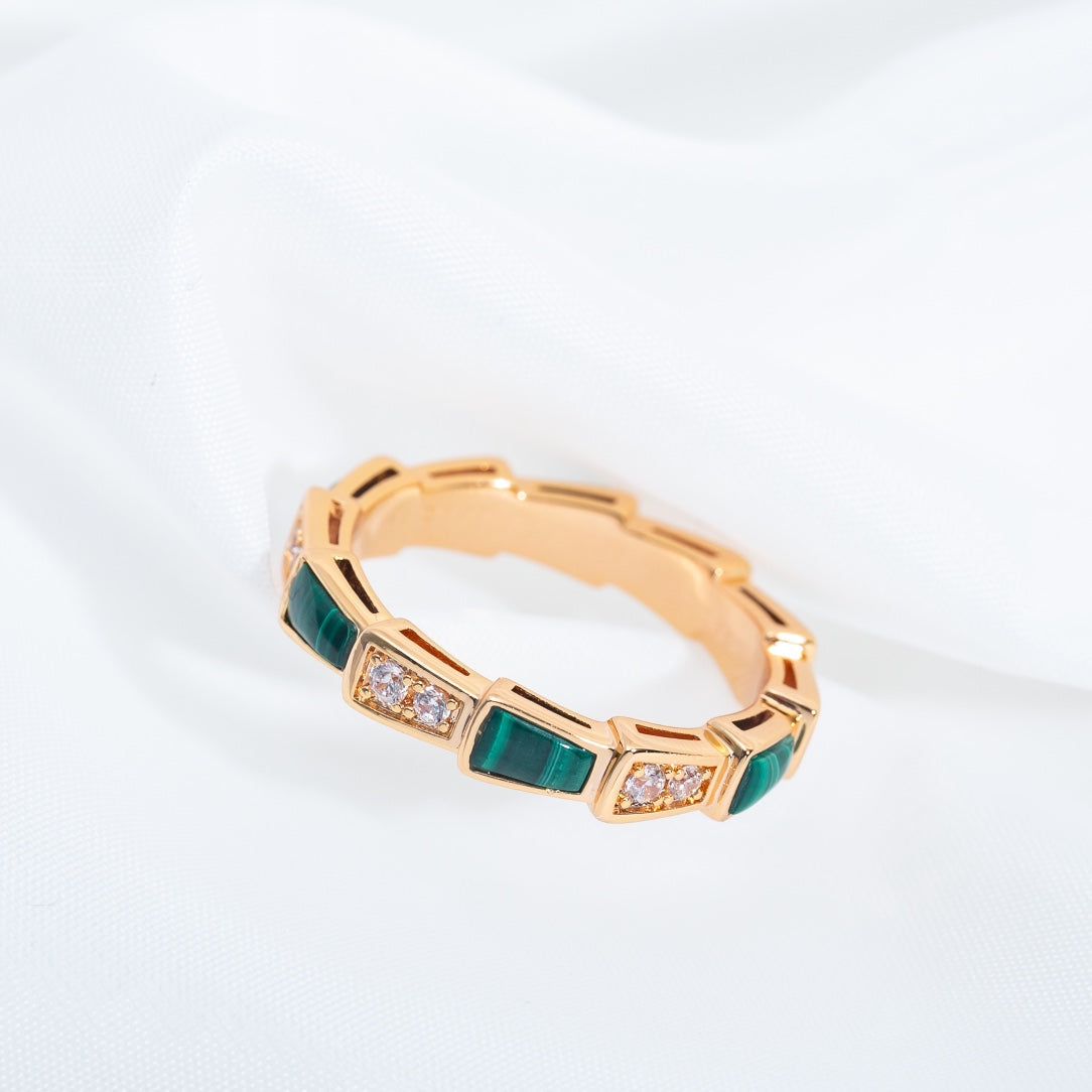 [Eterna Jewels]SERPENTI RING ROSÉGOLD MALACHIT DIAMANT 3MM