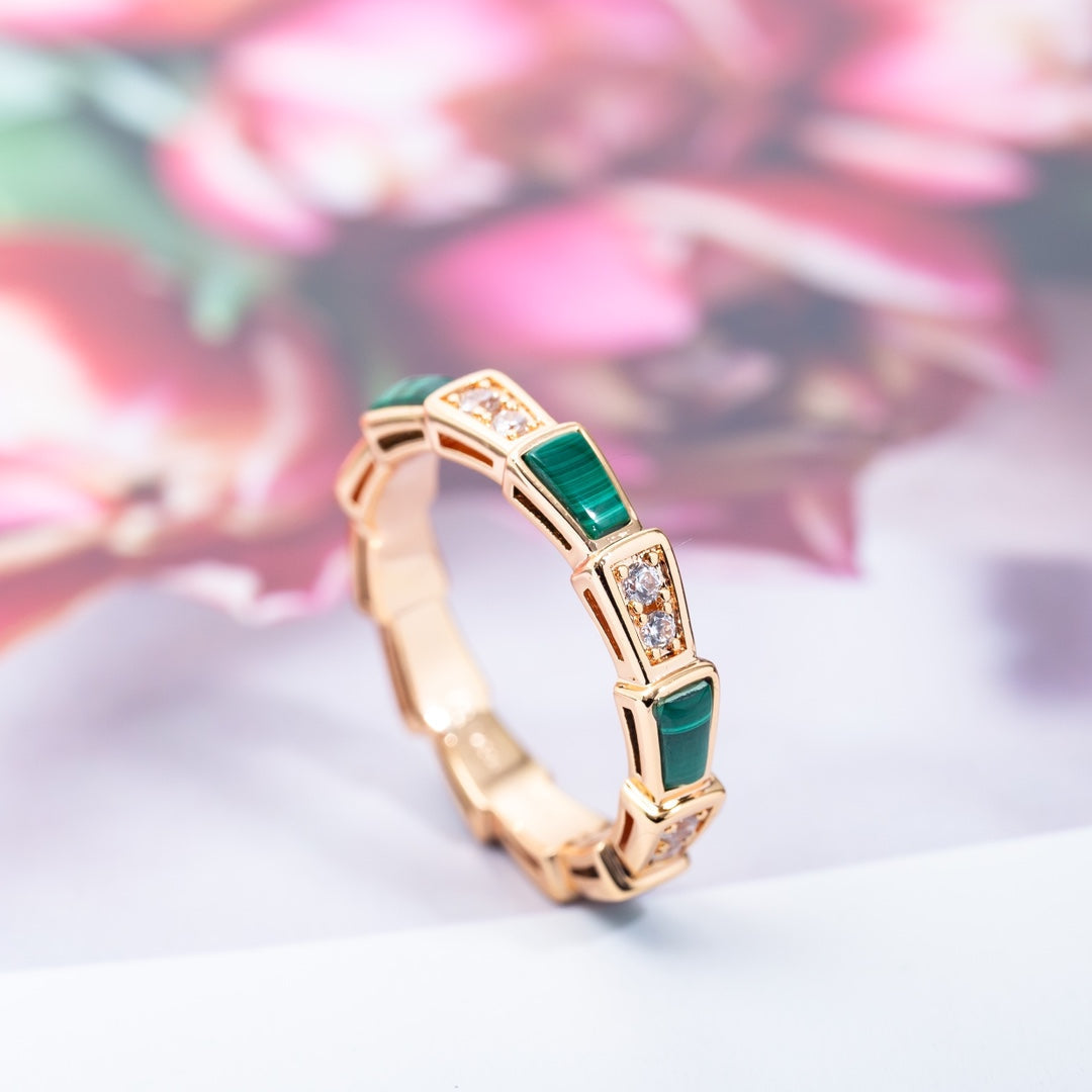 [Eterna Jewels]SERPENTI RING ROSÉGOLD MALACHIT DIAMANT 3MM
