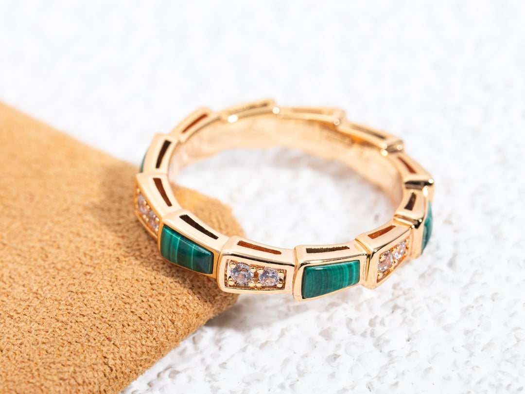 [Eterna Jewels]SERPENTI RING ROSÉGOLD MALACHIT DIAMANT 3MM