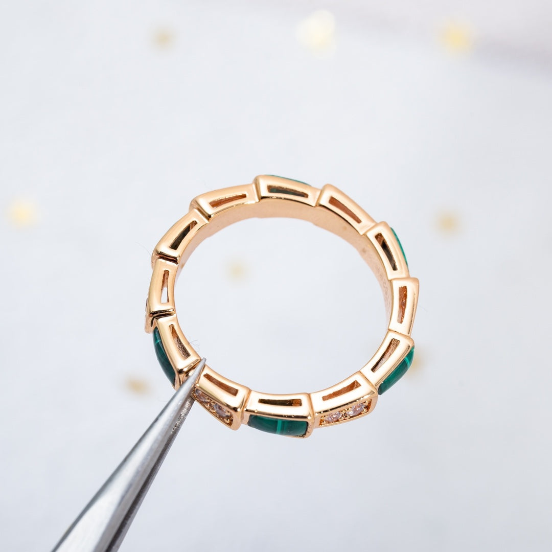 [Eterna Jewels]SERPENTI RING ROSÉGOLD MALACHIT DIAMANT 3MM
