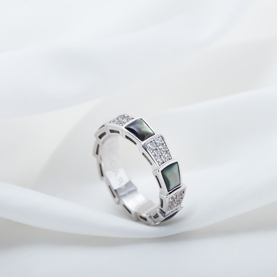 [Eterna Jewels]SERPENTI RING SILBER DIAMANT SCHWARZER MOP 4MM