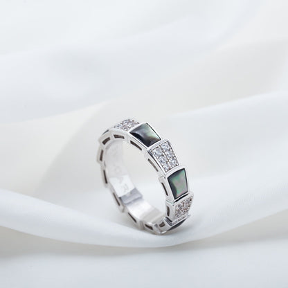 [Eterna Jewels]SERPENTI RING SILBER DIAMANT SCHWARZER MOP 4MM