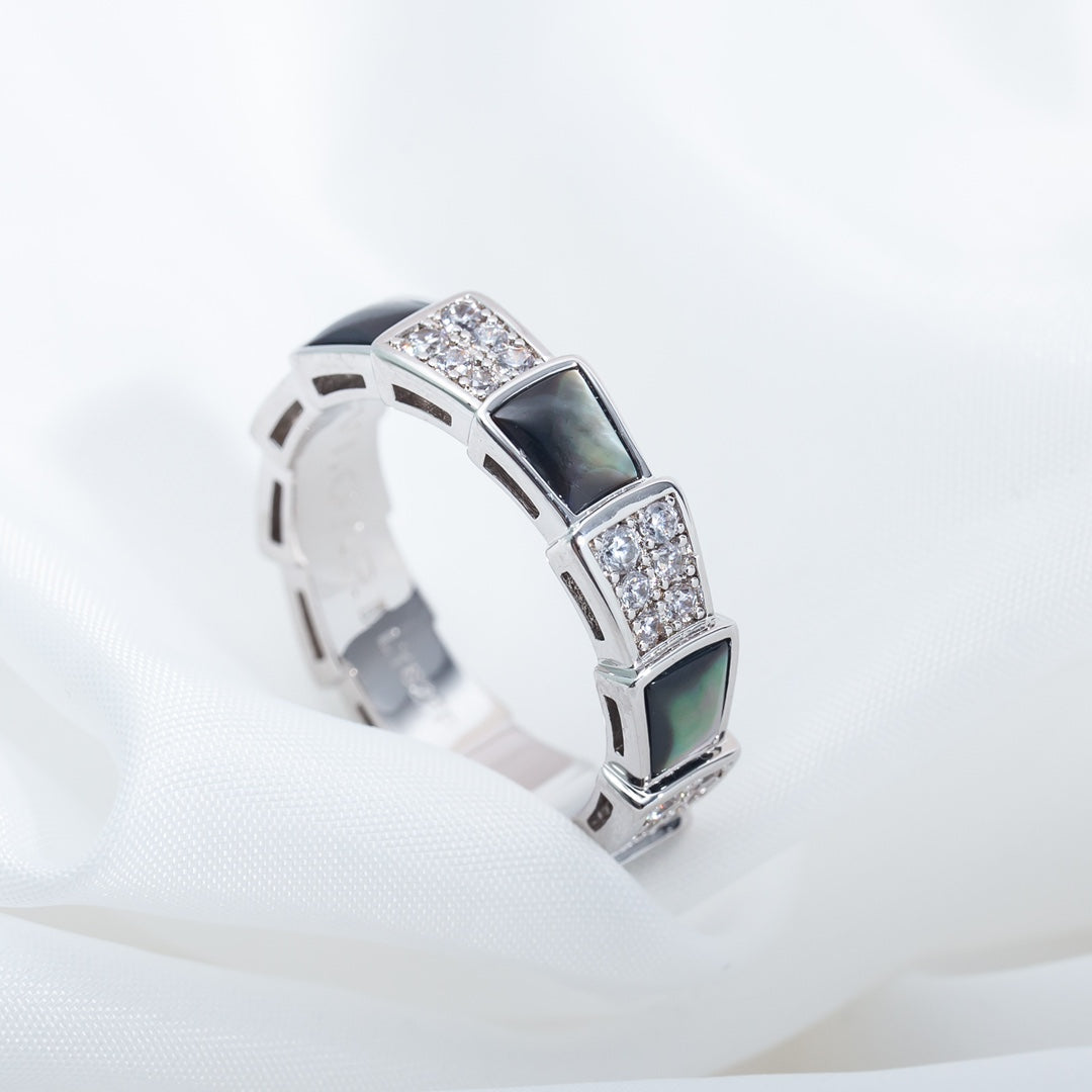 [Eterna Jewels]SERPENTI RING SILBER DIAMANT SCHWARZER MOP 4MM