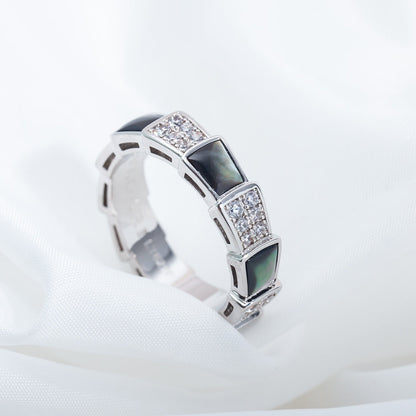 [Eterna Jewels]SERPENTI RING SILBER DIAMANT SCHWARZER MOP 4MM
