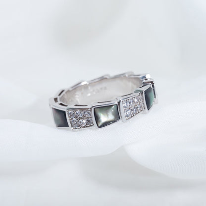 [Eterna Jewels]SERPENTI RING SILBER DIAMANT SCHWARZER MOP 4MM