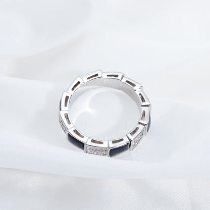 [Eterna Jewels]SERPENTI RING SILBER DIAMANT SCHWARZER MOP 4MM