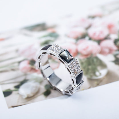 [Eterna Jewels]SERPENTI RING SILBER DIAMANT SCHWARZER MOP 4MM