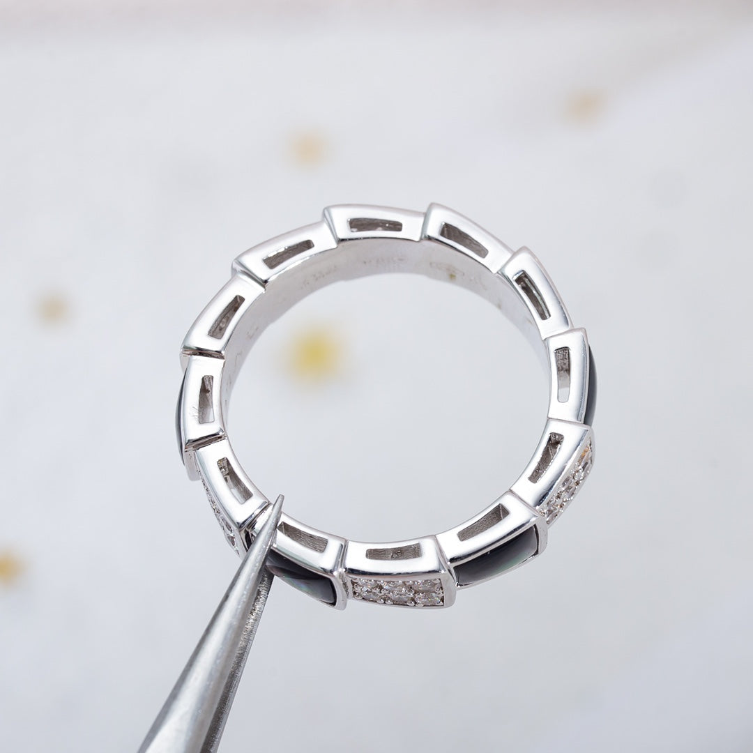 [Eterna Jewels]SERPENTI RING SILBER DIAMANT SCHWARZER MOP 4MM
