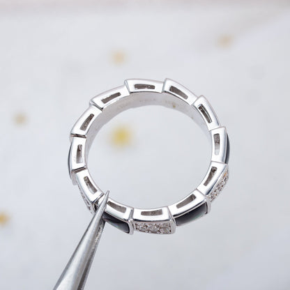 [Eterna Jewels]SERPENTI RING SILBER DIAMANT SCHWARZER MOP 4MM