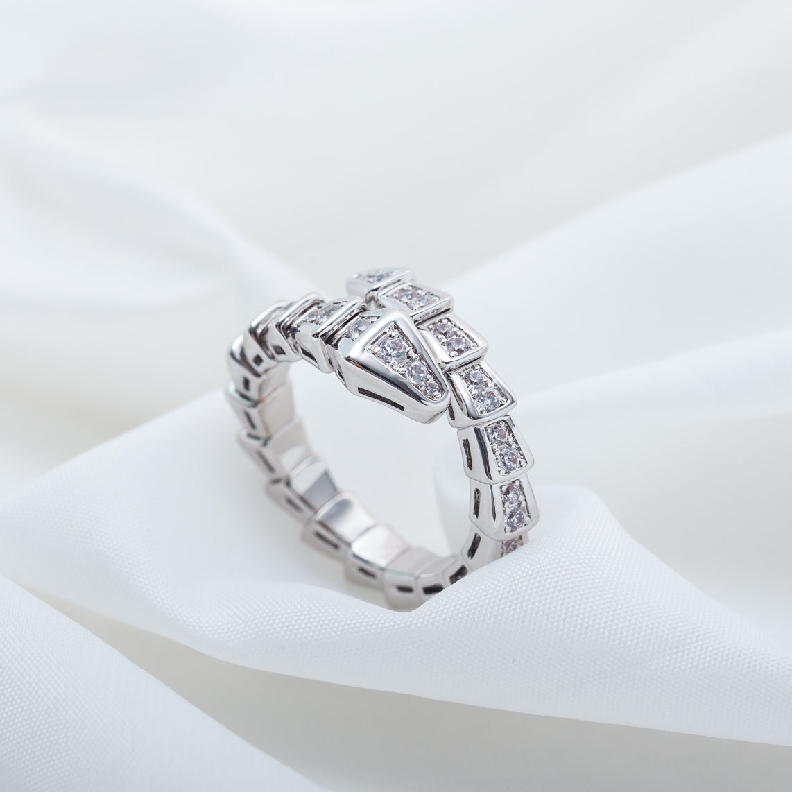 [Eterna Jewels]SCHLANGENRING SILBER DIAMANT PFLASTER 4MM