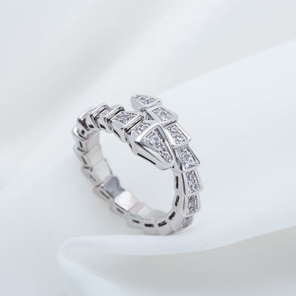 [Eterna Jewels]SCHLANGENRING SILBER DIAMANT PFLASTER 4MM