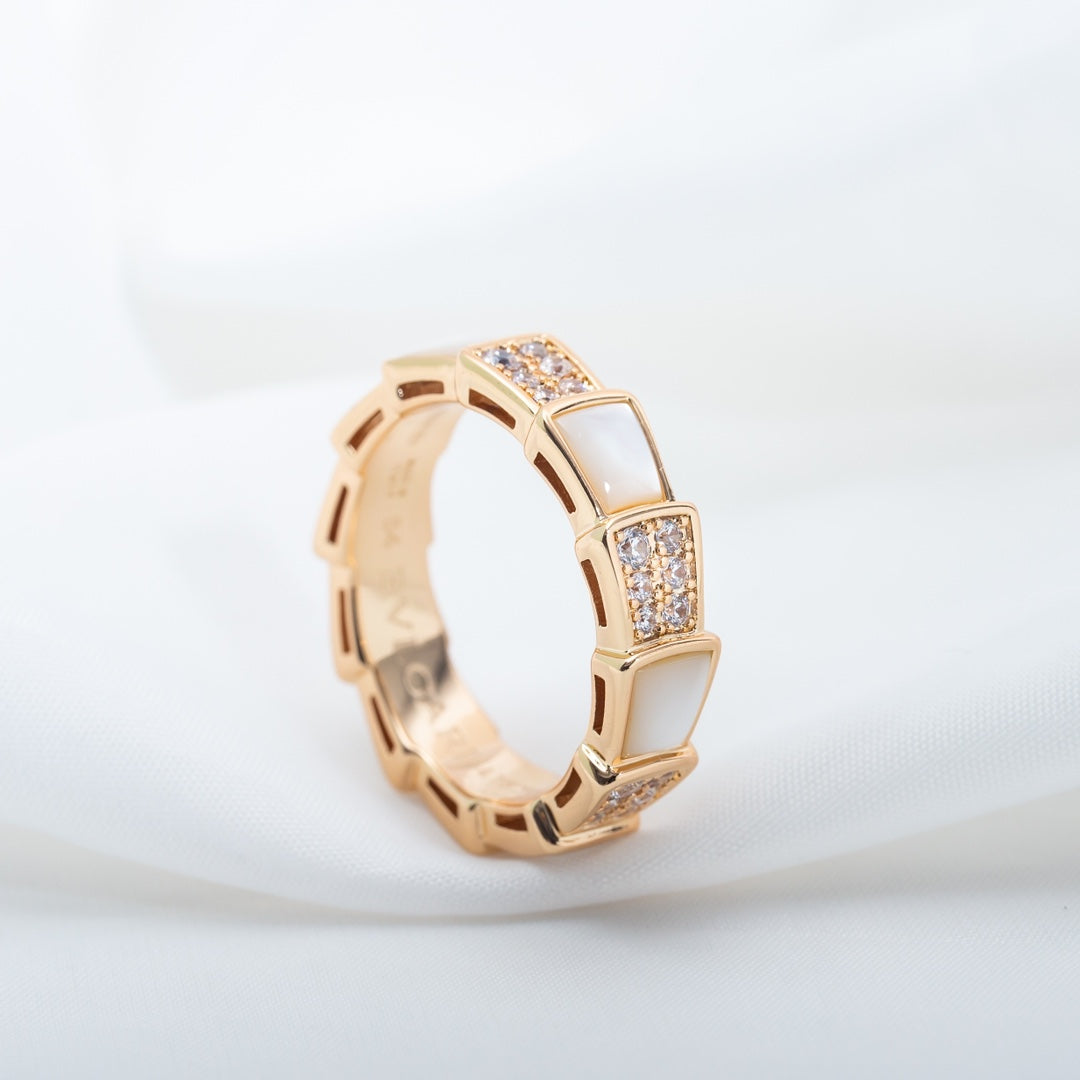 [Eterna Jewels]SERPENTI RING ROSÉGOLD PERLMUTT DIAMANT PAVÉ 4MM