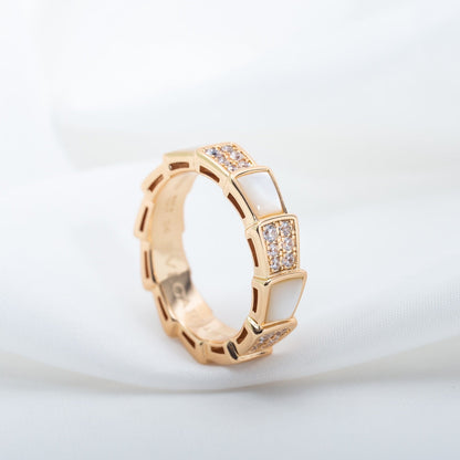 [Eterna Jewels]SERPENTI RING ROSÉGOLD PERLMUTT DIAMANT PAVÉ 4MM