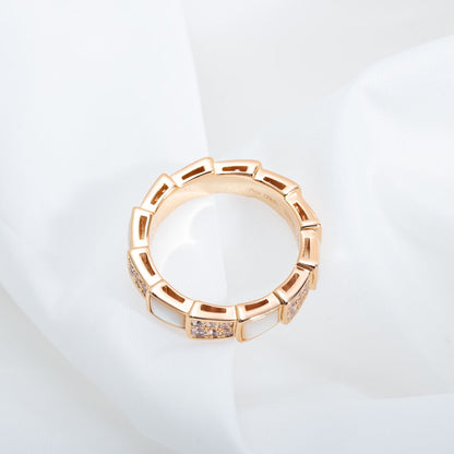[Eterna Jewels]SERPENTI RING ROSÉGOLD PERLMUTT DIAMANT PAVÉ 4MM