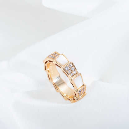 [Eterna Jewels]SERPENTI RING ROSÉGOLD PERLMUTT DIAMANT PAVÉ 4MM