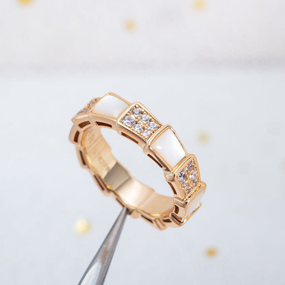 [Eterna Jewels]SERPENTI RING ROSÉGOLD PERLMUTT DIAMANT PAVÉ 4MM