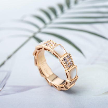 [Eterna Jewels]SERPENTI RING ROSÉGOLD PERLMUTT DIAMANT PAVÉ 4MM