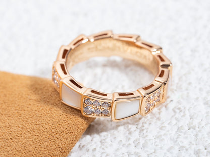 [Eterna Jewels]SERPENTI RING ROSÉGOLD PERLMUTT DIAMANT PAVÉ 4MM