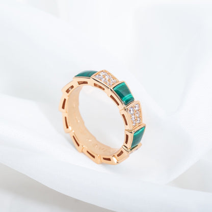 [Eterna Jewels]SERPENTI RING ROSÉGOLD MALACHIT DIAMANTEN PAVÉ 4MM