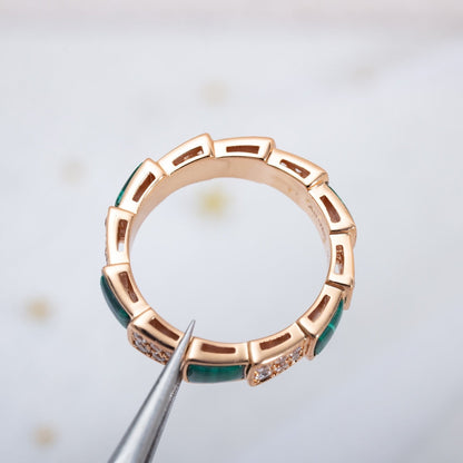 [Eterna Jewels]SERPENTI RING ROSÉGOLD MALACHIT DIAMANTEN PAVÉ 4MM