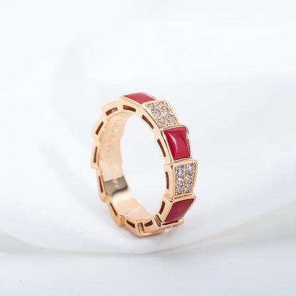 [Eterna Jewels]SERPENTI RING ROSÉGOLD KARNEOL DIAMANT PAVÉ 4MM
