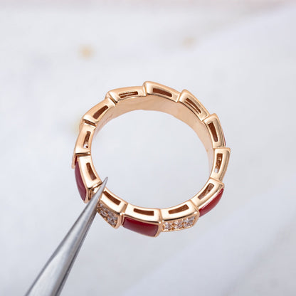 [Eterna Jewels]SERPENTI RING ROSÉGOLD KARNEOL DIAMANT PAVÉ 4MM