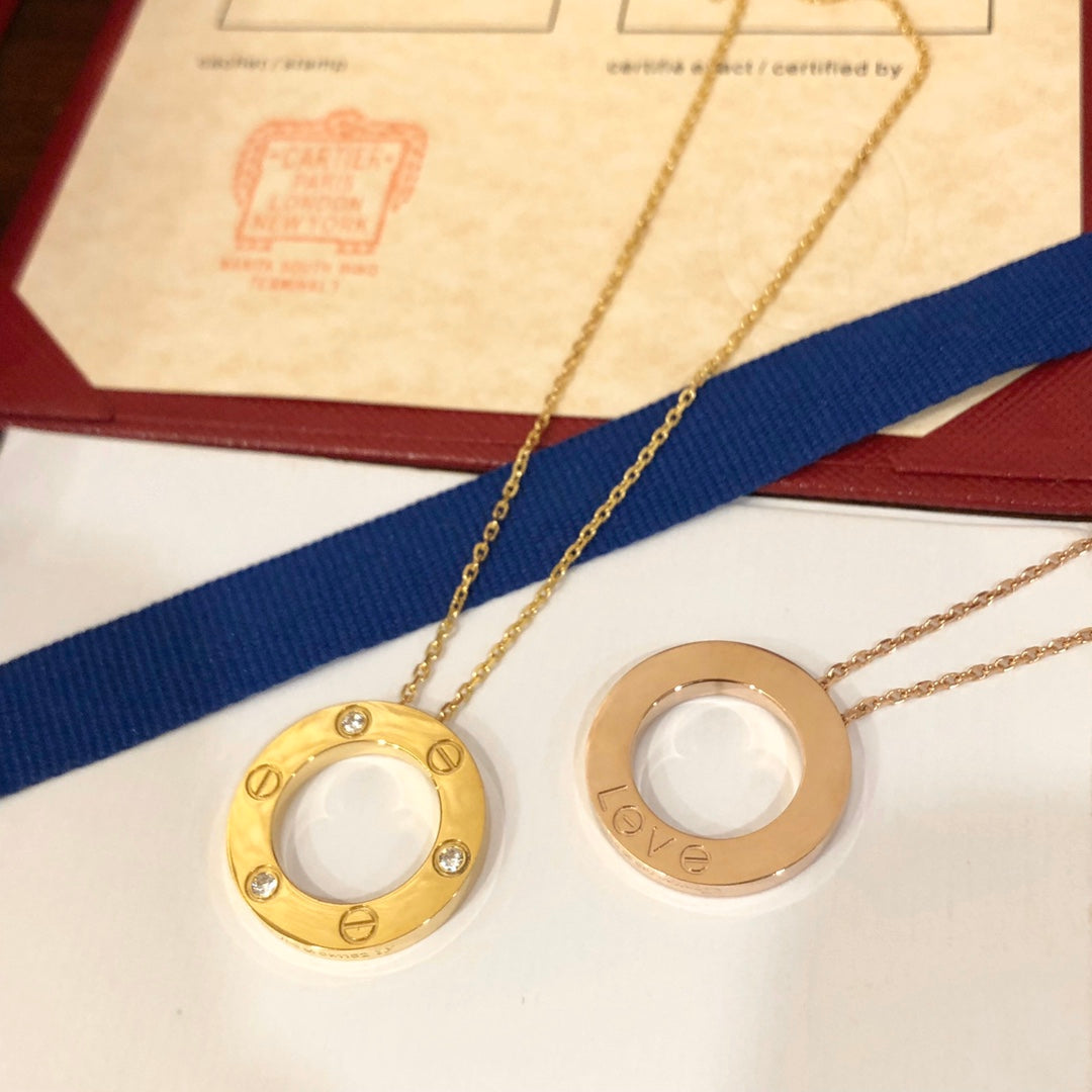 [エテルナジュエルズ]ラブネックレス 16MM ダイヤモンド3個