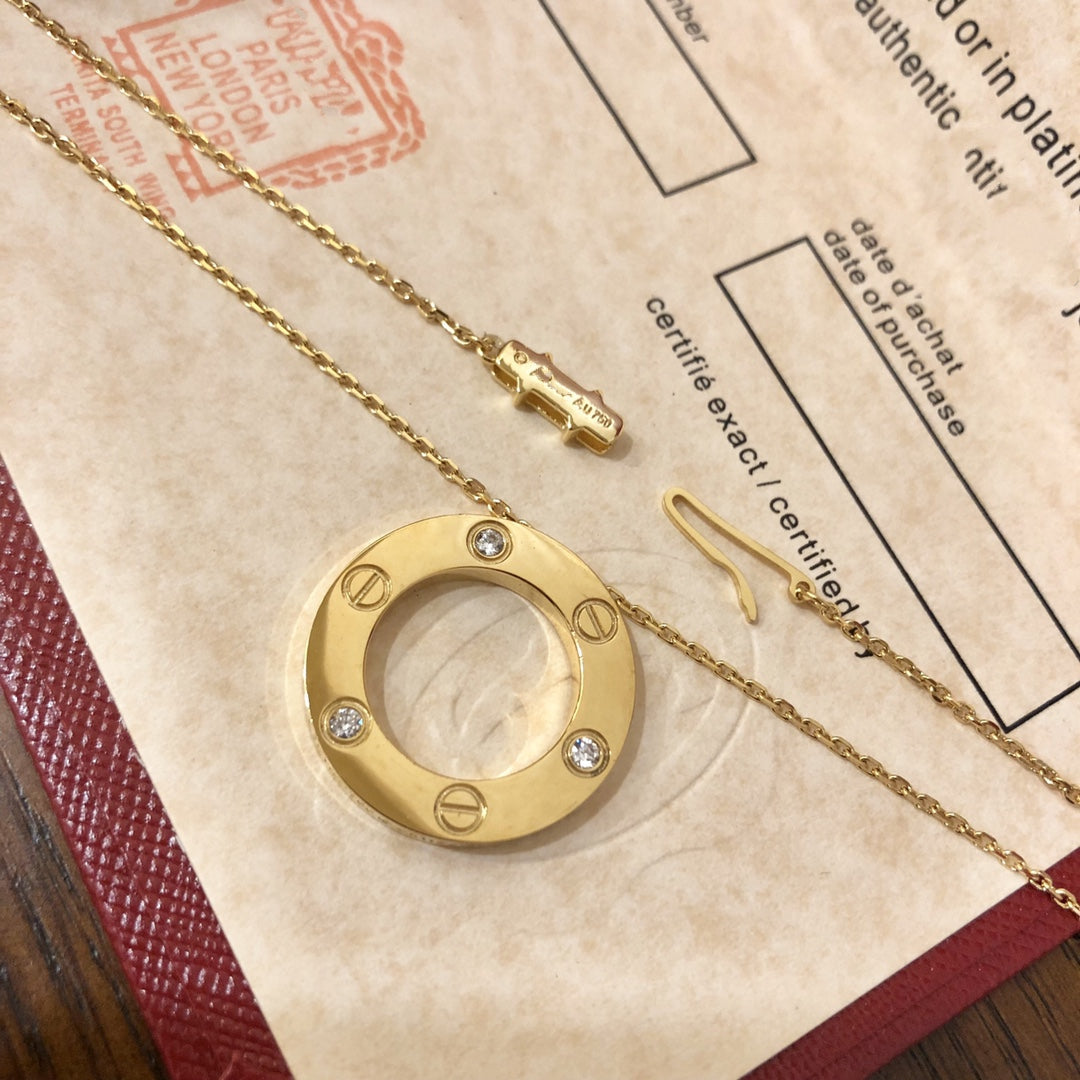 [エテルナジュエルズ]ラブネックレス 16MM ダイヤモンド3個