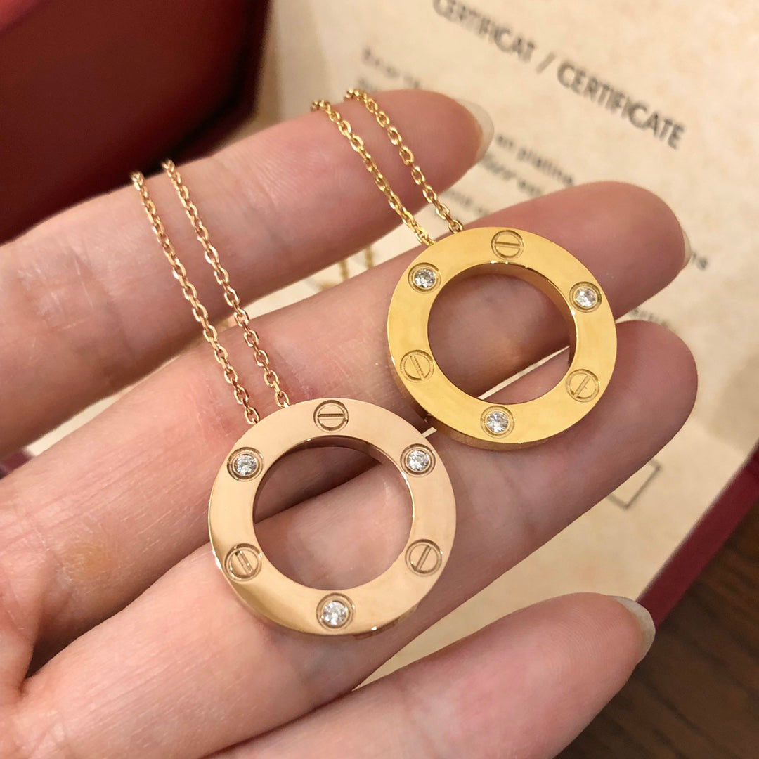 [エテルナジュエルズ]ラブネックレス 16MM ダイヤモンド3個