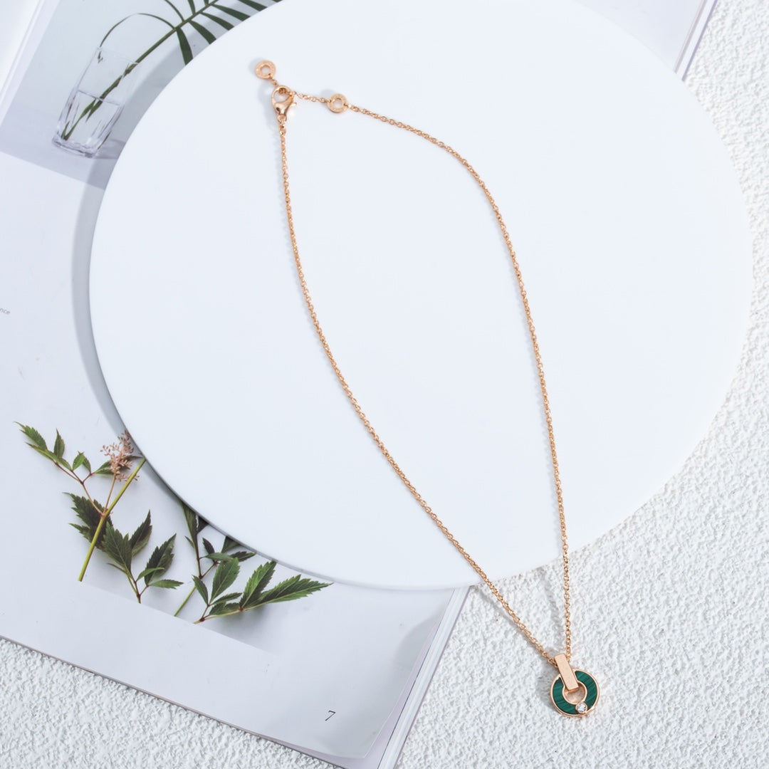 [Eterna Jewels]GARI HALSKETTE ROSÉGOLD MALACHIT