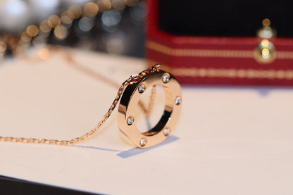 [Eterna Jewels]LOVE NECKLACE 16MM 6 DIAMONDS PINK GOLD