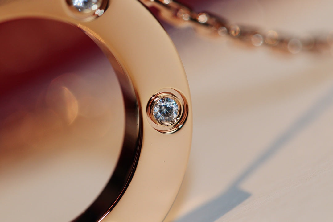 [Eterna Jewels]LOVE NECKLACE 16MM 6 DIAMONDS PINK GOLD