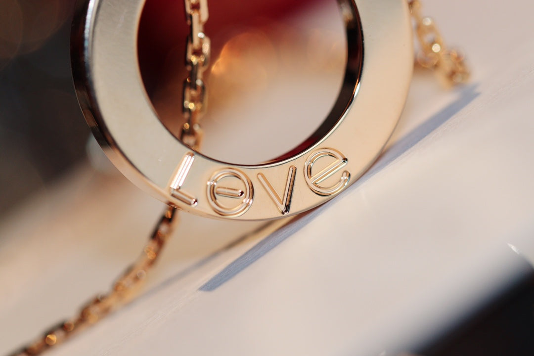 [Eterna Jewels]LOVE NECKLACE 16MM 6 DIAMONDS PINK GOLD