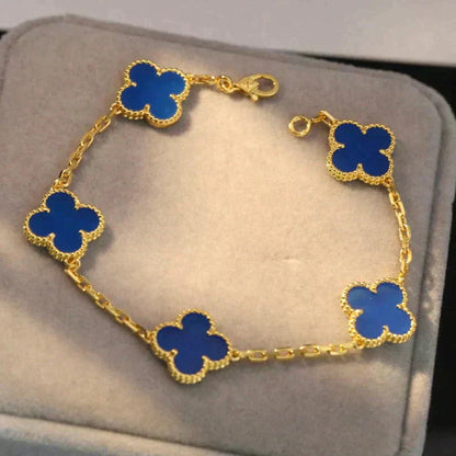 [Eterna Jewels] CLOVER 5 MOTIV BLAUER ACHAT ARMBAND KOLLEKTION