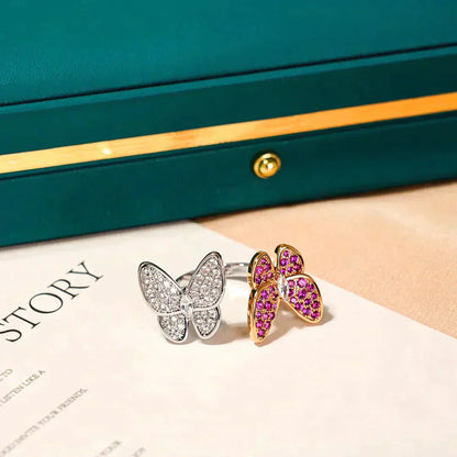 [Eterna Jewels]SCHMETTERLINGS-DOPPELRING MIT DIAMANTEN