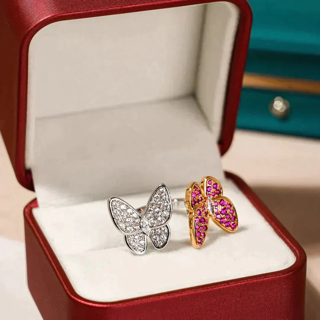 [Eterna Jewels]SCHMETTERLINGS-DOPPELRING MIT DIAMANTEN