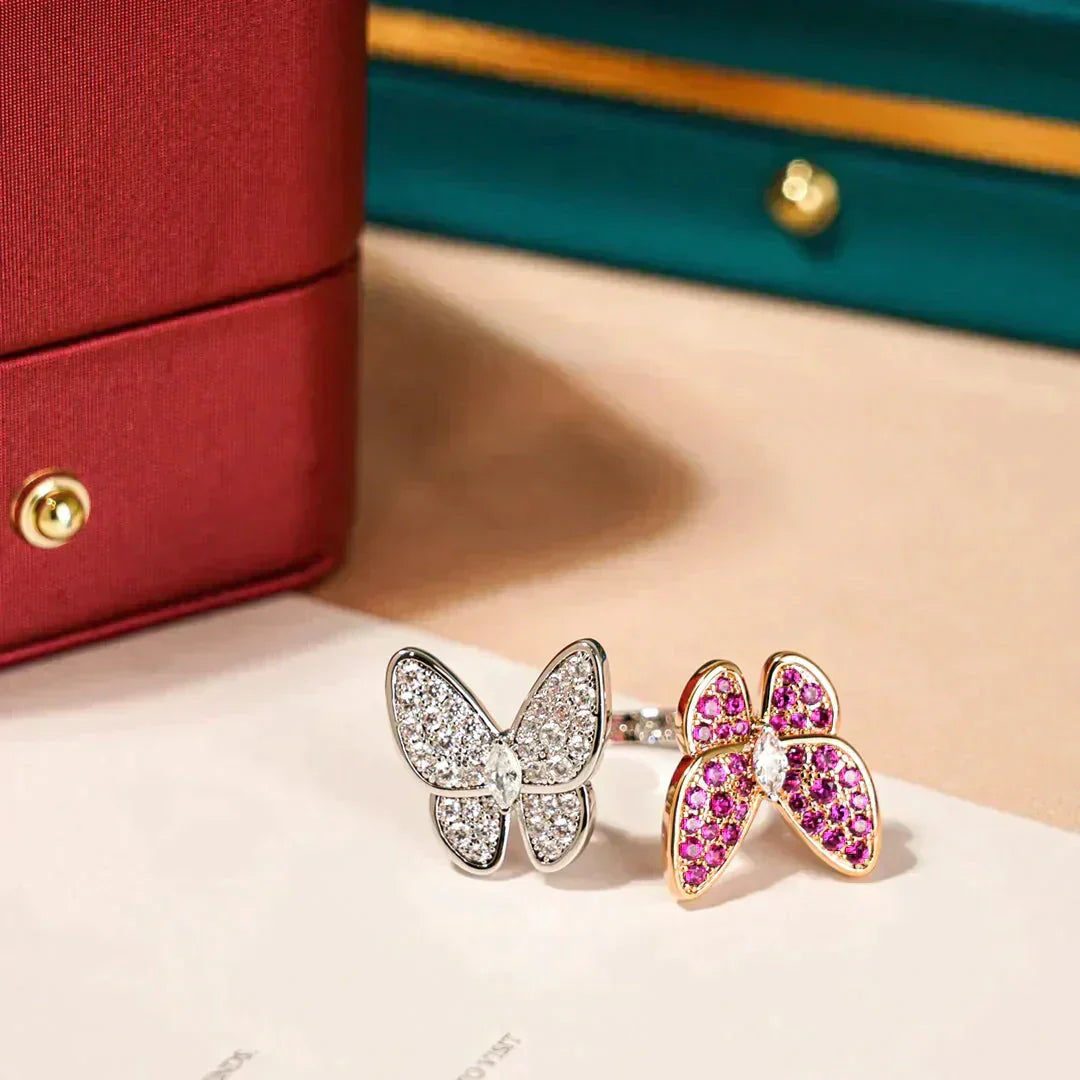 [Eterna Jewels]SCHMETTERLINGS-DOPPELRING MIT DIAMANTEN