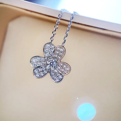 [Eterna Jewels]KLEEBELATT DIAMANT HALSKETTE SILBER