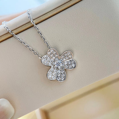 [Eterna Jewels]KLEEBELATT DIAMANT HALSKETTE SILBER