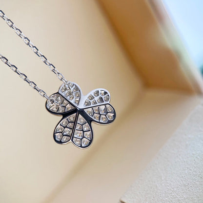 [Eterna Jewels]KLEEBELATT DIAMANT HALSKETTE SILBER