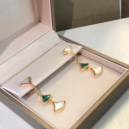 [Eterna Jewels]DREAM OHRRINGE 3 MOTIVE MALACHIT PERLMUTT ROSÉGOLD