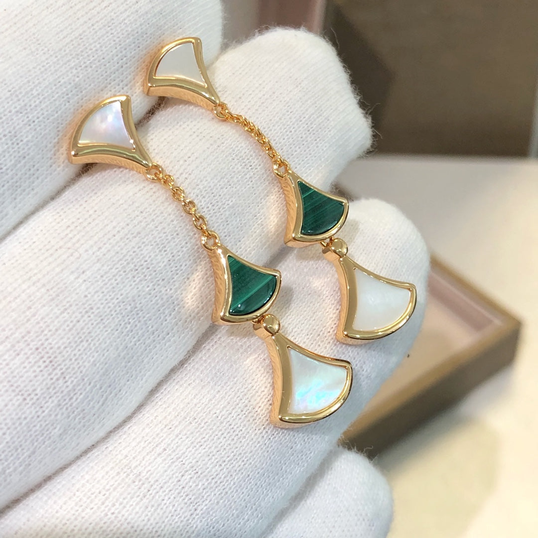 [Eterna Jewels]DREAM OHRRINGE 3 MOTIVE MALACHIT PERLMUTT ROSÉGOLD