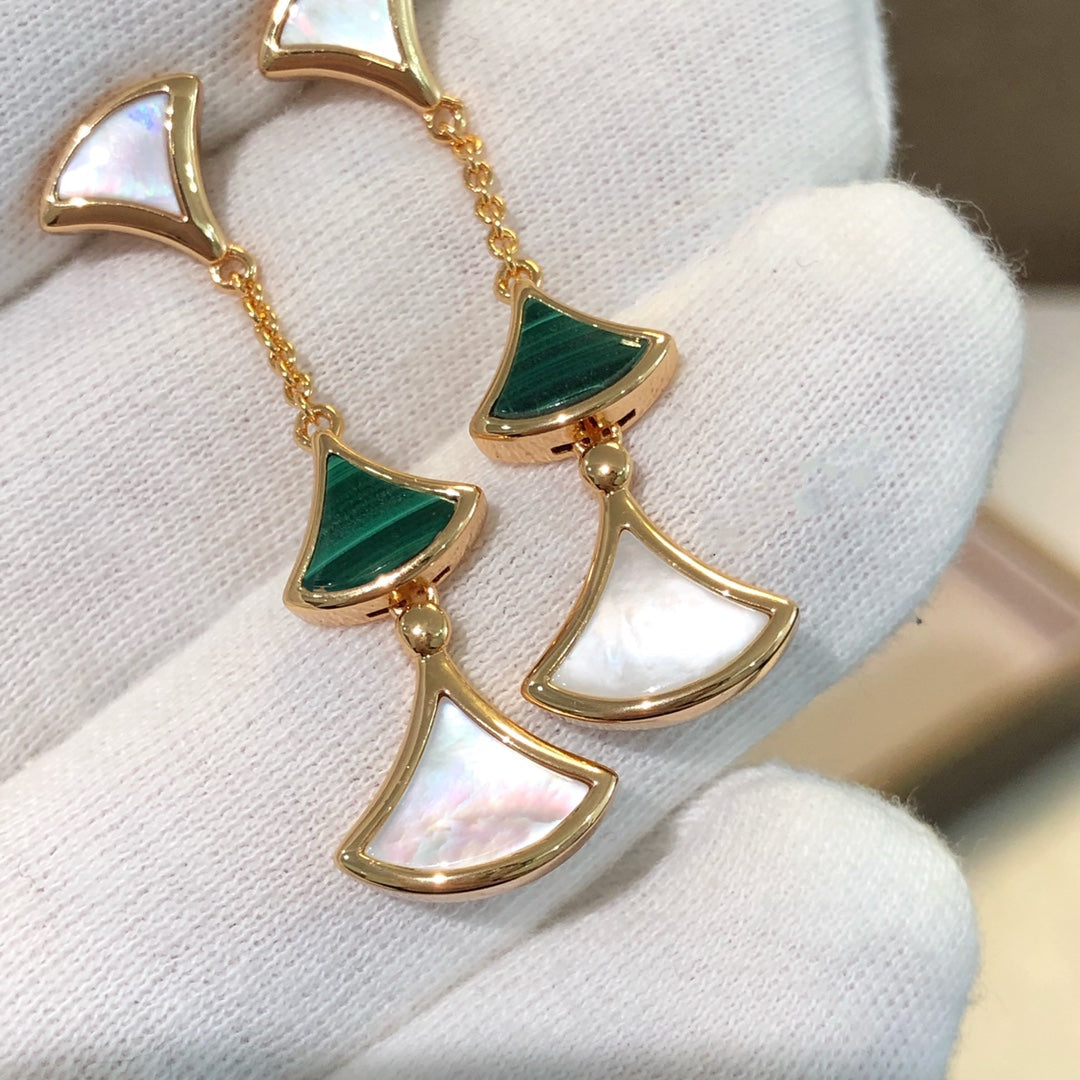 [Eterna Jewels]DREAM OHRRINGE 3 MOTIVE MALACHIT PERLMUTT ROSÉGOLD