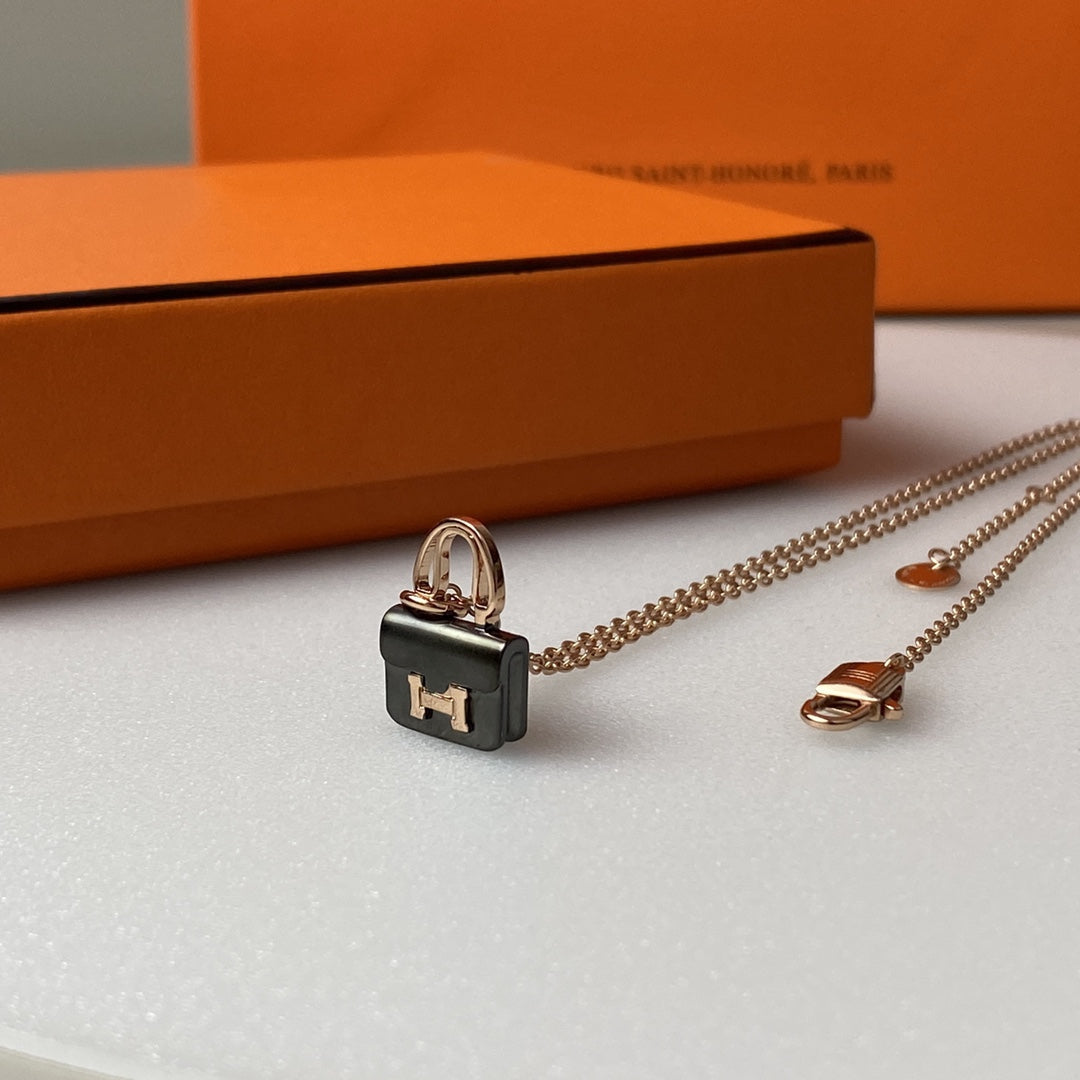 [Eterna Jewels]CONSTANCE SCHWARZ ANHÄNGER ROSÉGOLD KETTE