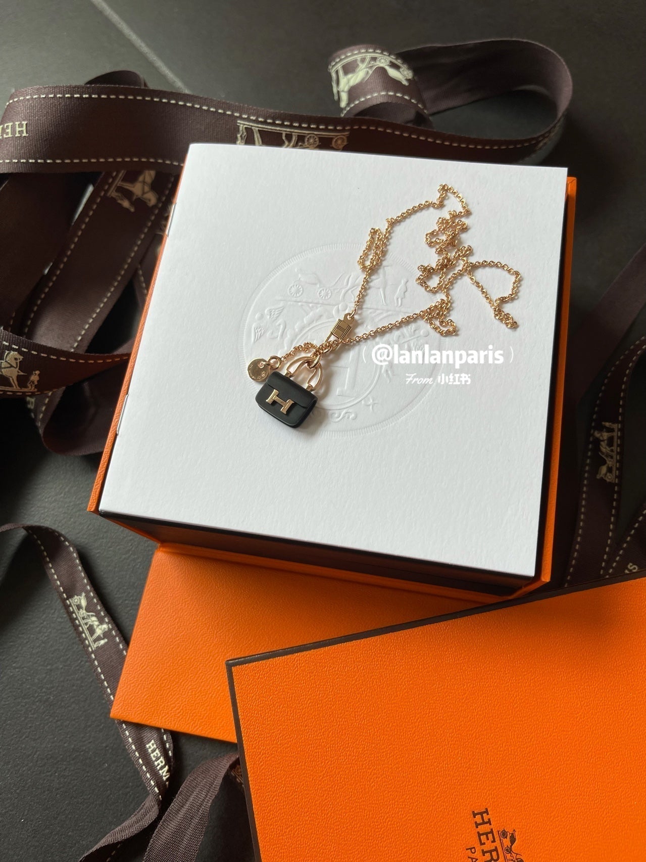 [Eterna Jewels]CONSTANCE SCHWARZ ANHÄNGER ROSÉGOLD KETTE