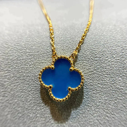 [Eterna Jewels]KLEEBELATT 15MM BLAUER ACHAT HALSKETTE