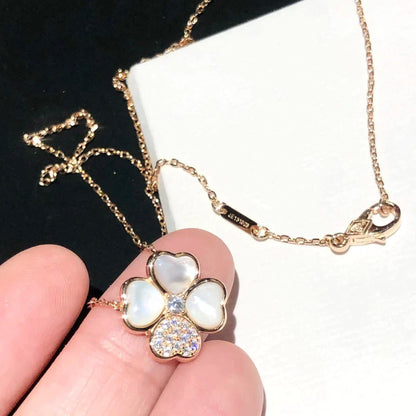 [Eterna Jewels]KLEEBBLATT MOP DIAMANT ROSÉGOLD HALSKEТTЕ