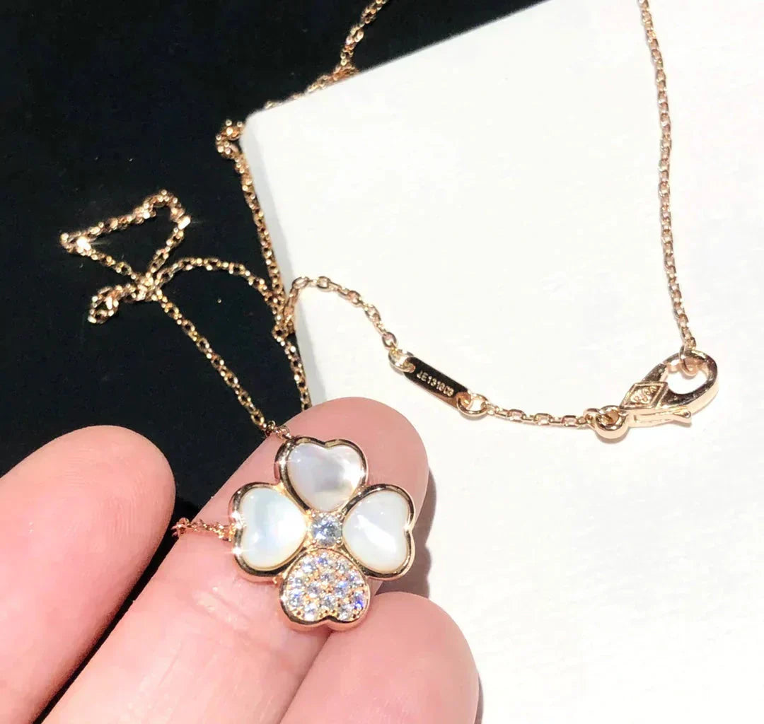 [Eterna Jewels]KLEEBBLATT MOP DIAMANT ROSÉGOLD HALSKEТTЕ
