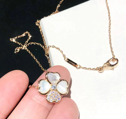 [Eterna Jewels]KLEEBBLATT MOP DIAMANT ROSÉGOLD HALSKEТTЕ