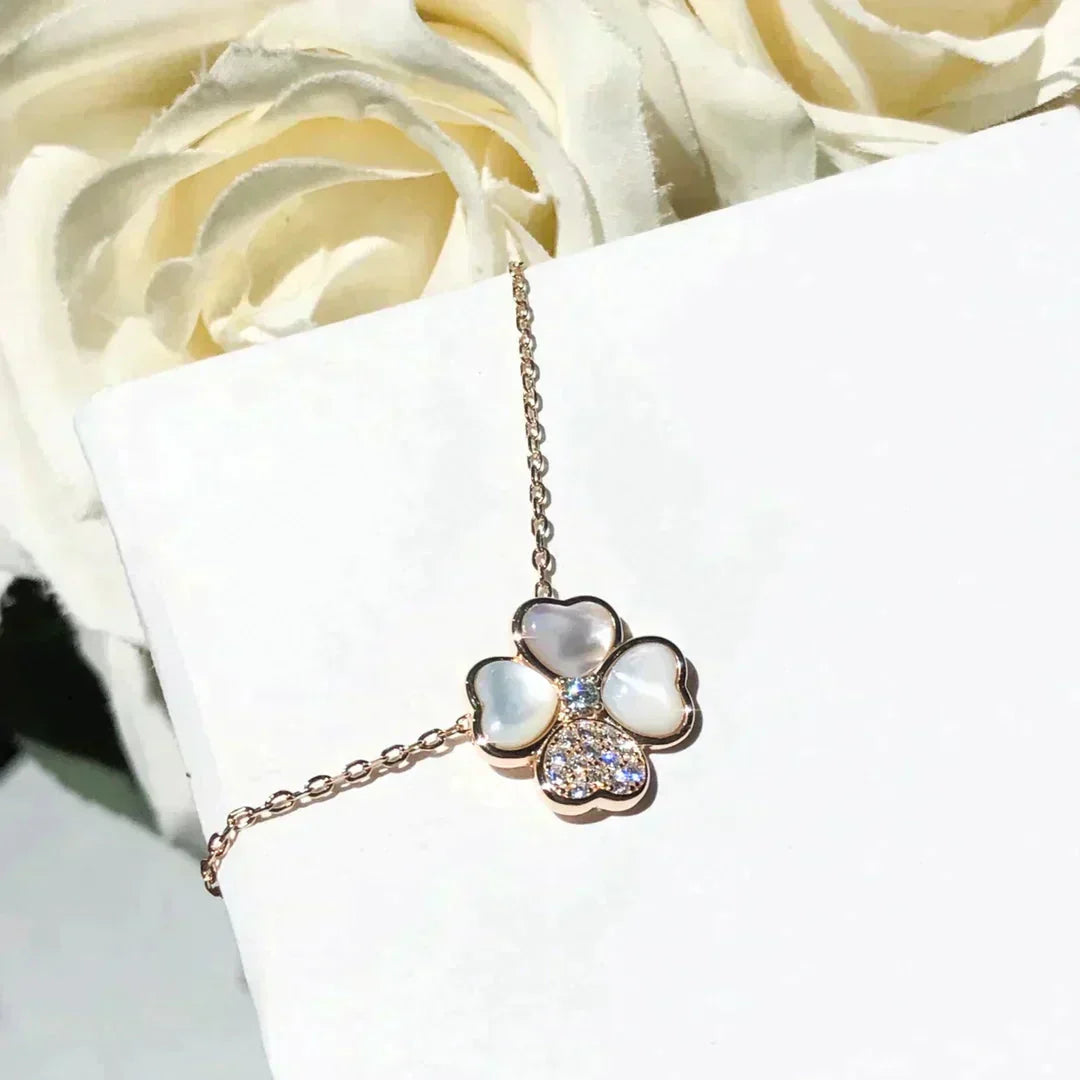 [Eterna Jewels]KLEEBBLATT MOP DIAMANT ROSÉGOLD HALSKEТTЕ